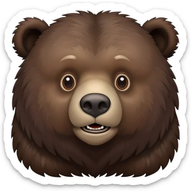 Dark brown grizzly bear on four legs with natural fur texture, minimalist design, very dark brown coloration sticker