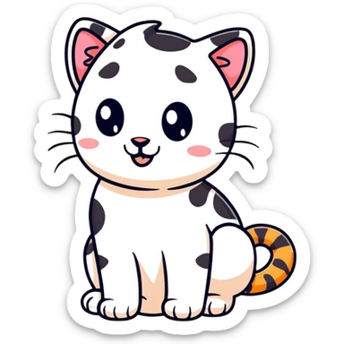 Cute leopard cat with spots and striped tail sticker