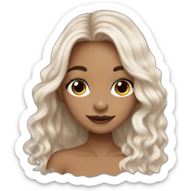 vitiligo girl brown long hair sticker