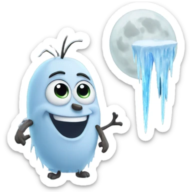 Frozen moon with icicles  sticker