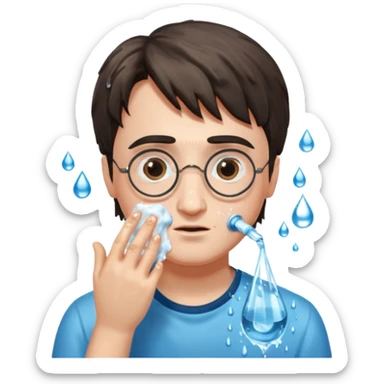 harry potter is washing his face sticker