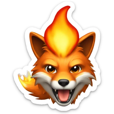 
A fox with a flame coming out of its head because it got angry while playing a game on the computer sticker