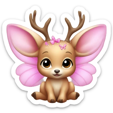 baby deer with fairy wings and a pink bow around its neck  sticker