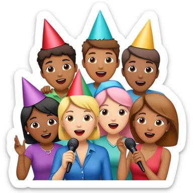 diverse group of friends at karaoke sticker