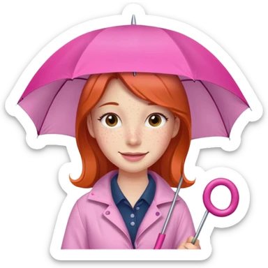 Girl with pink umbrella sticker