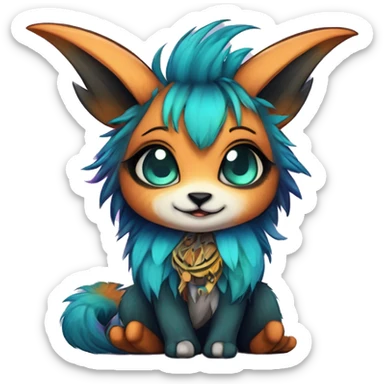 cute Kawaii edgy fantasy animal fursona Fionbri creature by griffsnuff & LiLaiRa & Falvie with exotic colors full body sticker