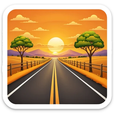 country road with sunset sticker