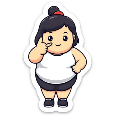 Chunky girl dark hair middle finger  sticker