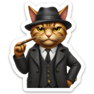 angry gangster cat with a cigar sticker