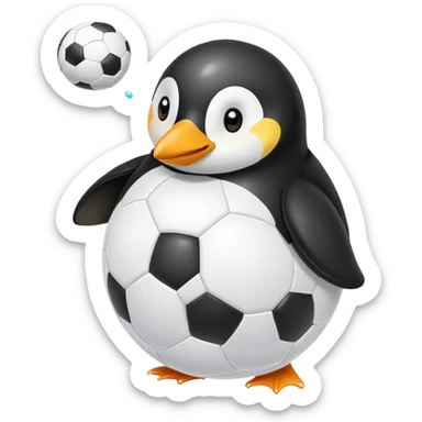 Pingouin avec un ballon de foot  sticker