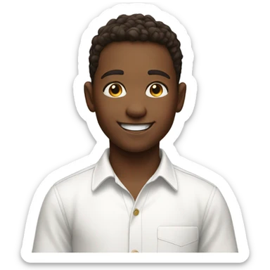 Younger with smiling boy in white shirt sticker