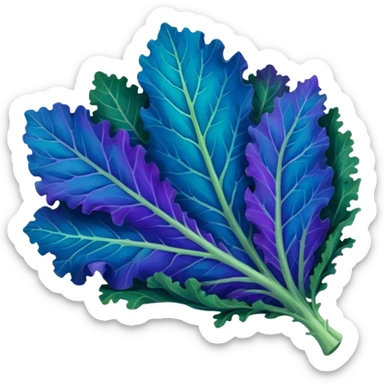 Blue and purple single leaf of kale  sticker