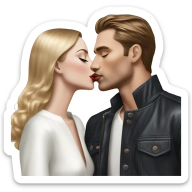 Hyper Realistic beautiful dior model kissing a handsome male model  sticker