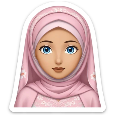 Beautiful finish hijabi girl with blue eyes and sakura wedding dress sticker