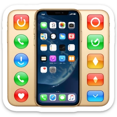 iPhone 17 Pro Max with app icons, time and battery level sticker