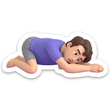 a man lying on his stomach, head propped on hands, thinking, 3D style sticker