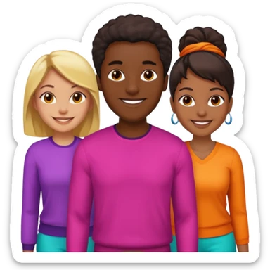 Black man with   with two women one black one Chinese  sticker