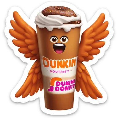 Dunkin donut with wings sticker