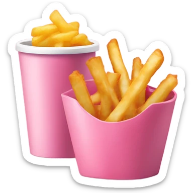 Fries and fried fish in pink simple cup sticker