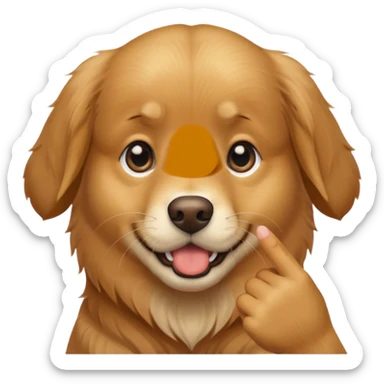 Dog that has a finger on mouth like a hand that indicates to shut up sticker