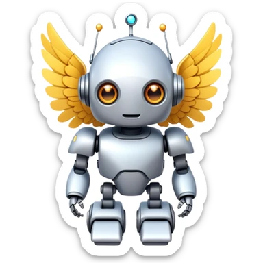 cute robot with wings sticker