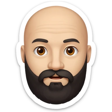 A bald man with a full thick bushy black beard sticker