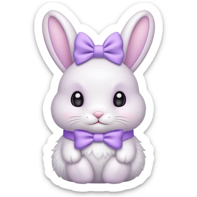 Coquette white bunny with light pastel purple bow sticker