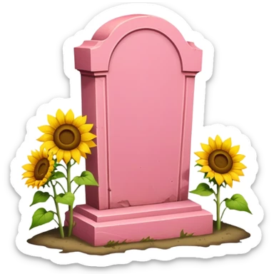 a pink gravestone with sunflowers next to it  sticker