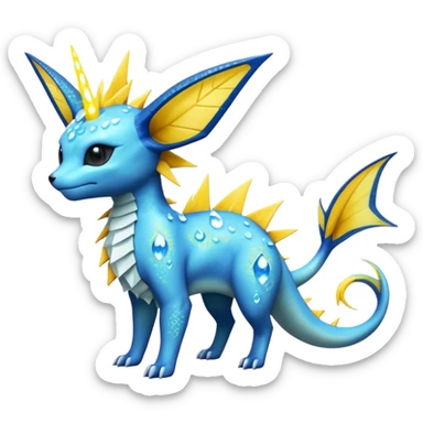 Salandit-Vaporeon-Jolteon-Fakémon-hybrid-creature (full body)  sticker