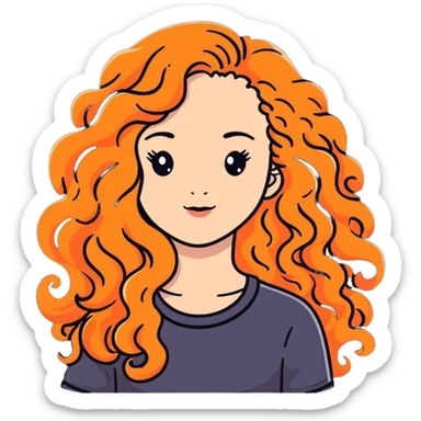 Attractive girl with very very long curly hair and many freckles sticker