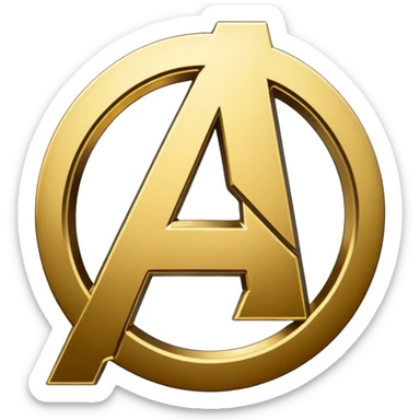 avengers logo gold color with transparent background, the inner circle area should be empty, leaving just the letter solid and the inner outline as well sticker