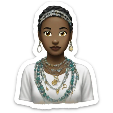 girl with jewelry and stencil  sticker