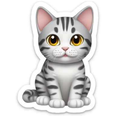 cat-American shorthair cat-whole body-wash one's hands sticker