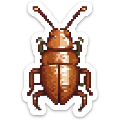 cockroach standing, pixel art style, no background sticker