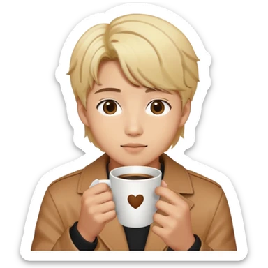 Bts’s V with a coffee and blonde hair  sticker