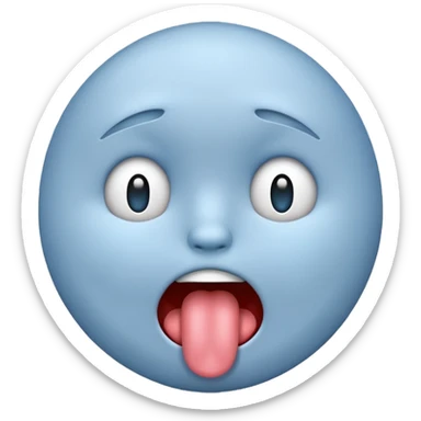 blue gray emoji with tongue out and sobbing sticker