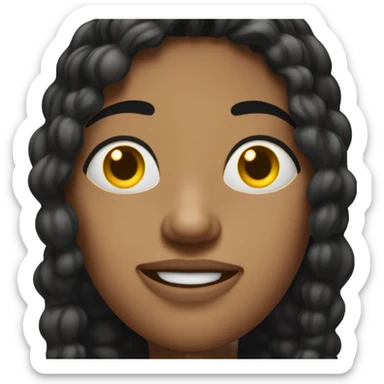 Hyperpigmention meme. Black hair with white ends. Red cheeks. Yellow face. Long nose. Pink lips.  One eye. Face looking to the left.  sticker