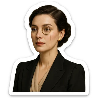 a woman with a monocle, stylish, elegant, clear facial features, portrait, no background sticker