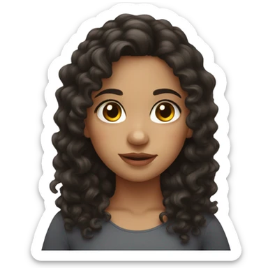 Spanish girl with curly dark brown hair and lashes sticker