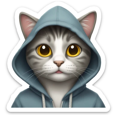 Cat wearing hoodie sticker