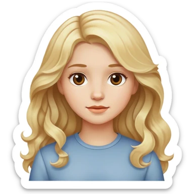 A girl With medium and wavys hair, With light blonde locks, and white. sticker