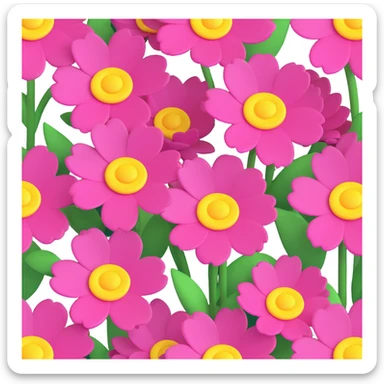 pink flowers with yellow centers, cute and playful design, slightly different angle sticker