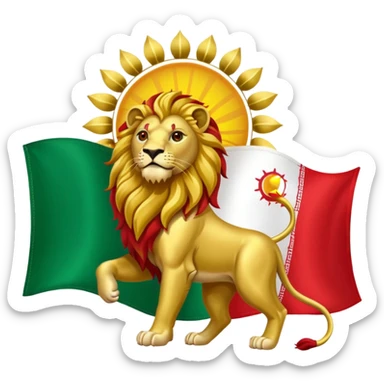 Iran lion and sun flag sticker