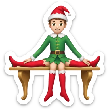 elf on the shelf sitting legs dangling over shelf sticker