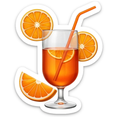 Mach mir einen Aperol in Emoji Stil - eine Orangenscheibe im Glas und ein Strohhalm - keine Deko am Glas oben sticker