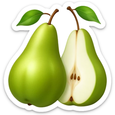 Green pear cut in half front sticker
