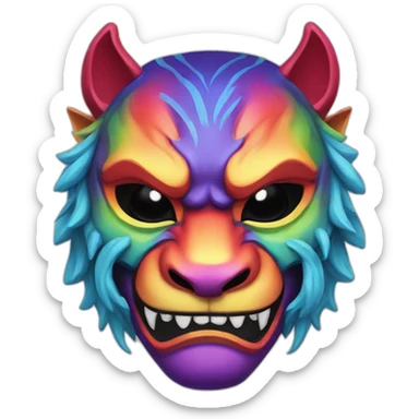 rainbow tiger oni mask sticker