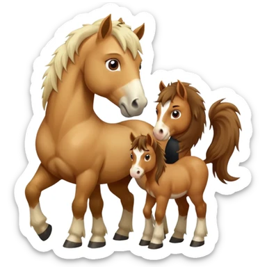 Angry fjord horse at a clydesdale foal sticker