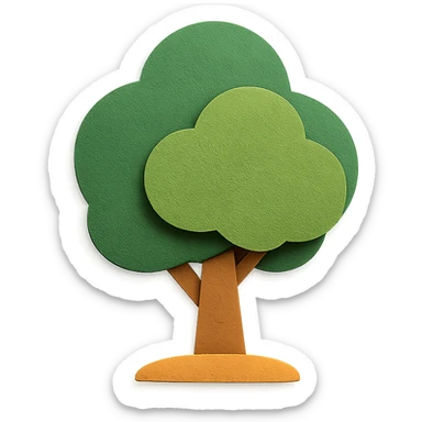 icon of a tree in paper craft style sticker