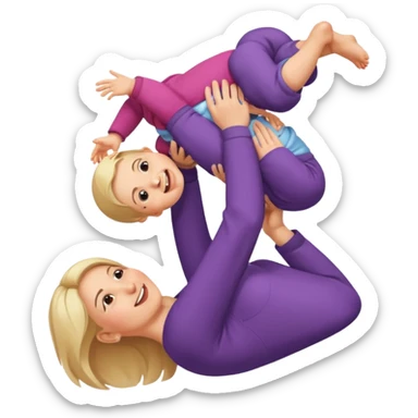 Mom holding baby upside down  sticker